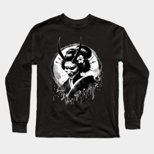 Sumie Enso Japanese Brushstroke Oni Geisha Demon Long Sleeve T-Shirt